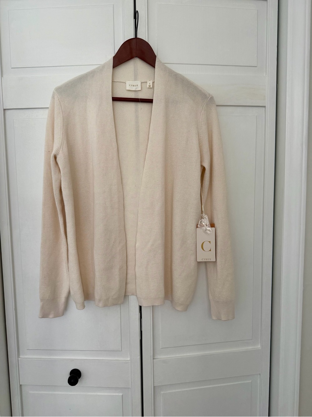 Cyrus Cream Open-Front Knit Cardigan